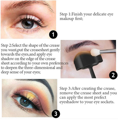 6 in 1 Crease Line Kit - Silicone Eyeliner Template for Precise Eyeshadow Cut Crease, Black Eye Makeup Stencils for Women