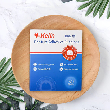 Y-Kelin Upper Denture Adhesive Cushions — 120 Pads (4 Pack) for Secure, Comfortable Hold