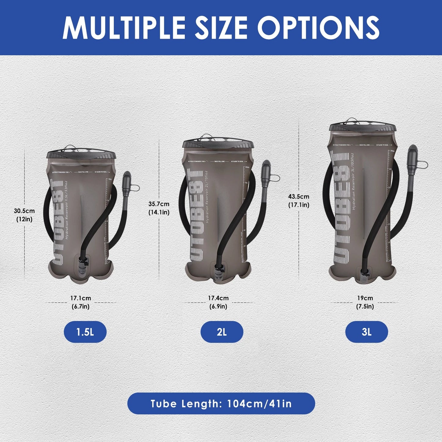 UTO BEST 1.5L/2L/3L TPU Water Bladder – Hydration Reservoir Pack for Camping, Cycling, Running & Hiking