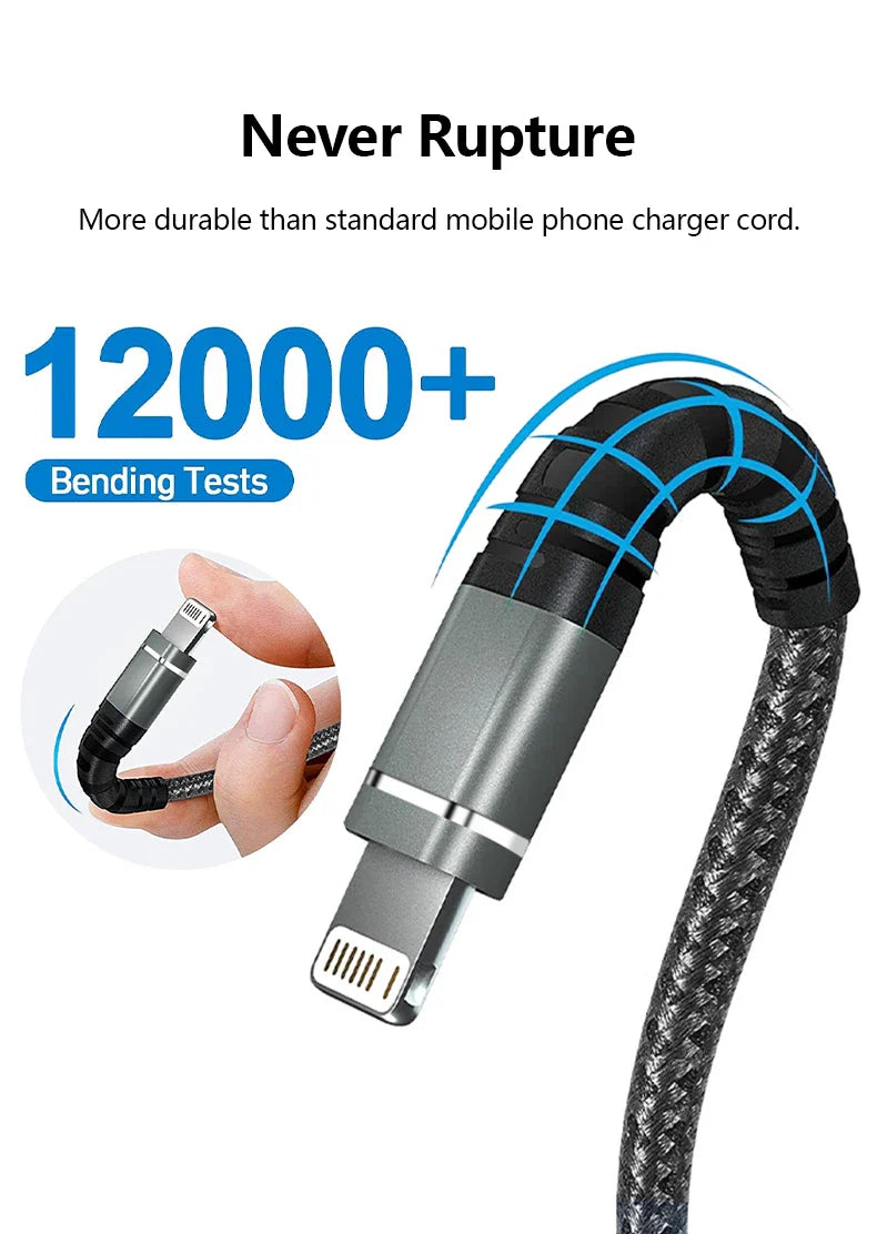 Original Lightning USB Fast Charging Cable – Nylon Braided Charger Cord for iPhone 14/13/12/11/XS/XR/8/7/6/SE