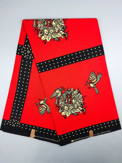 Guaranteed Original African Wax Fabric - 100% Cotton Real Ankara Print 6 Yards for Wedding Dresses & Sewing