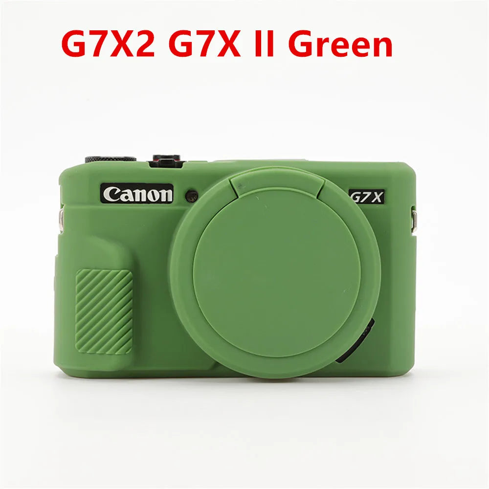 Canon G7X Mark II Silicone Camera Case - Soft Rubber Protective Skin Cover with Lens Protector for G7XII G7X2 G7X3 G7XIII