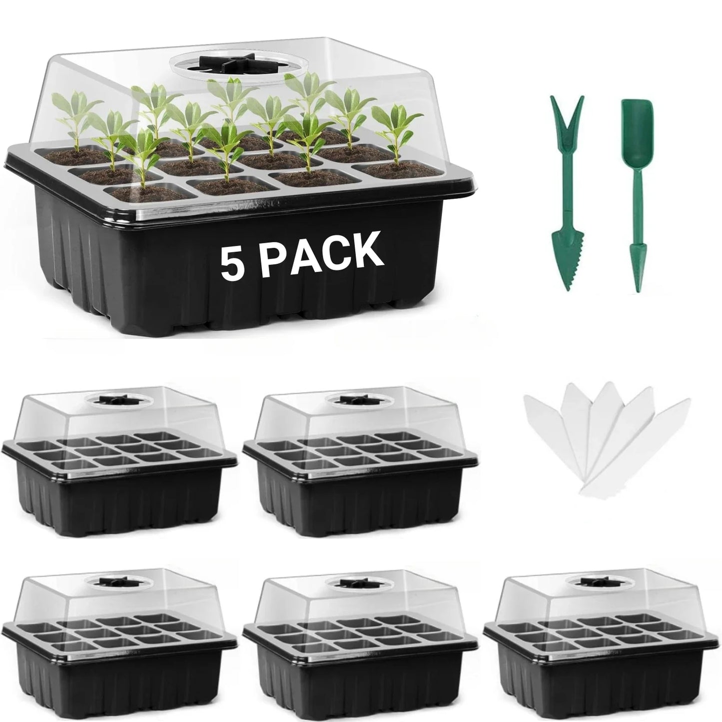10-Pack Seed Starter Trays with Vent Holes – 12-Grid Mini Greenhouse Planting Kit for Seed Growing & Cultivation
