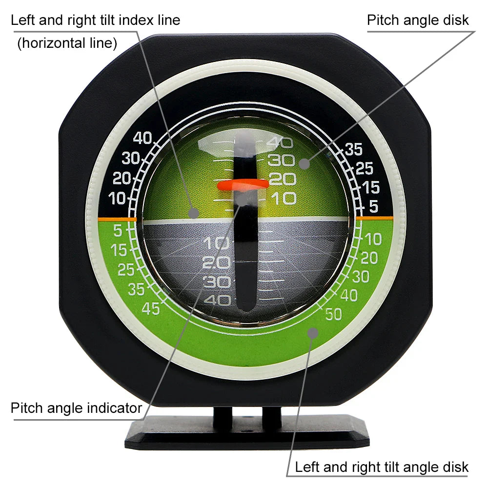 High-Precision Car Inclinometer & Compass — Built-in LED Slope Meter, Vehicle Angle & Gradient Level