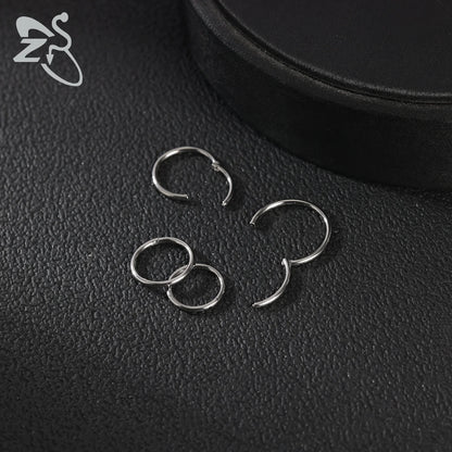 ZS G23 Titanium Steel Nose Ring – Round Septum & Cartilage Piercing Jewelry for Men & Women (20G/18G/16G, 6–14mm)