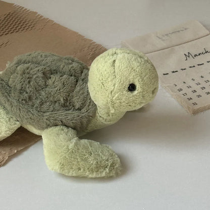 Realistic Tortoise Plush Toy — Soft Sea Turtle Stuffed Animal Doll with Keyring