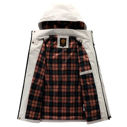 Men's Casual Hooded Windbreaker Jacket - Waterproof Warm Soft Shell Outdoor Winter Coat Plus Size