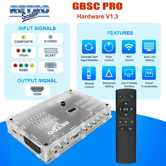 RetroScaler GBSC Pro – SCART/RGBS/YPbPr/VGA to HDMI Video Audio Converter for Retro Consoles