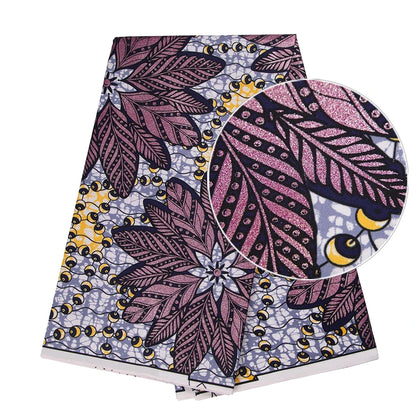 Nigerian Golden Super Ankara Fabric - Glitter Wax Batik Print for Sewing & Crafts