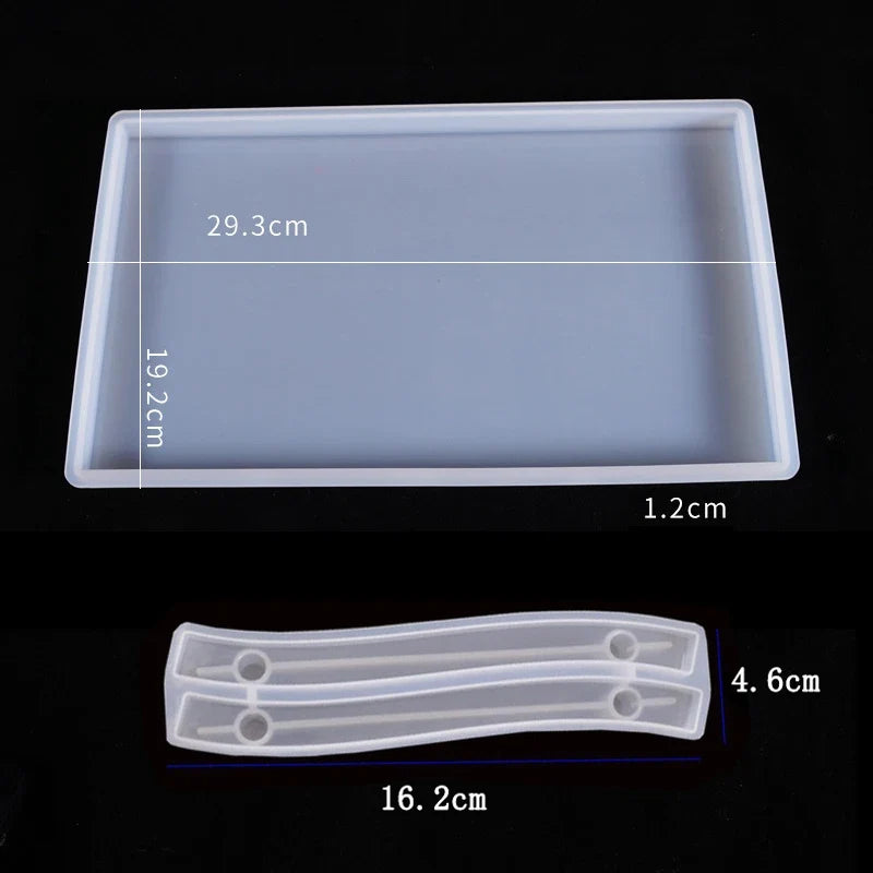 Large Rectangle Resin Tray Silicone Mold - DIY Epoxy Tea Plate Coaster Craft Making Mold