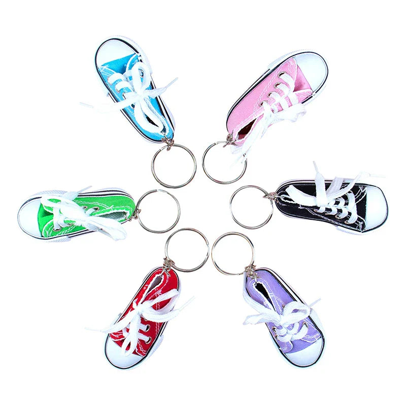 12-Piece Mini Shoe Keychains – Cloth Material Shoe Key Rings Set