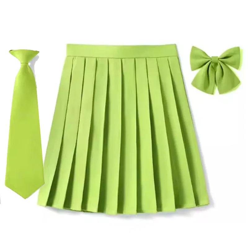 Women’s Plaid Pleated Skirt with Bowtie – XS-5XL Harajuku Preppy Mini Japanese School Uniform, Summer Kawaii Jupe