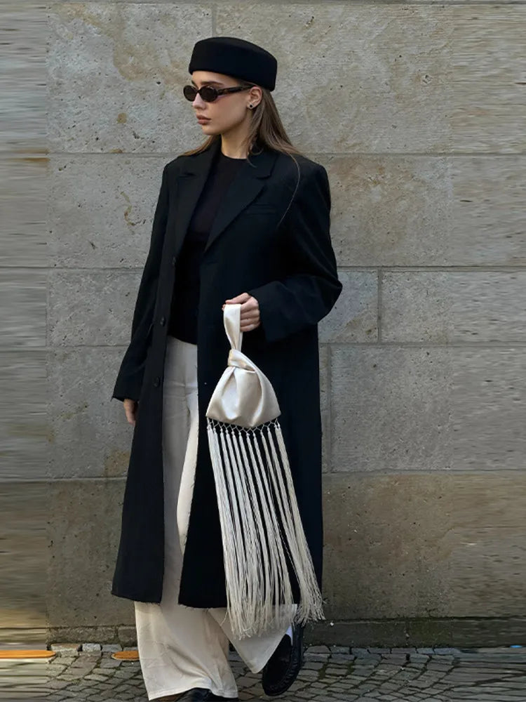 Chic Satin Tassel Patchwork Women’s Handbag – Small Fashion All-Match Shoulder Bag for Spring Summer 2026