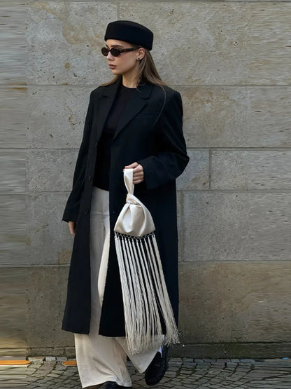 Chic Satin Tassel Patchwork Women’s Handbag – Small Fashion All-Match Shoulder Bag for Spring Summer 2026