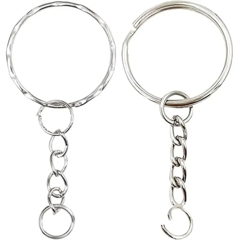 50/100pcs Stainless Steel Keyring Set – Split Rings, Lobster Clasps & Chains for DIY Keychains & Keyfobs