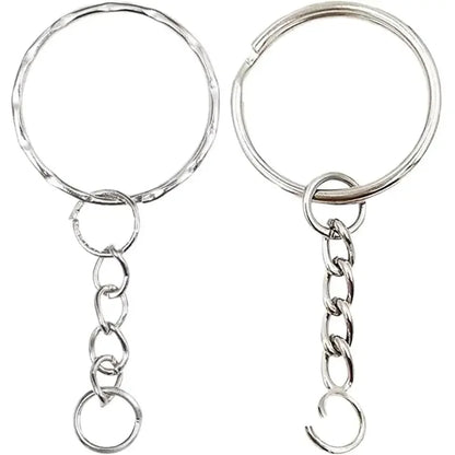 50/100pcs Stainless Steel Keyring Set – Split Rings, Lobster Clasps & Chains for DIY Keychains & Keyfobs