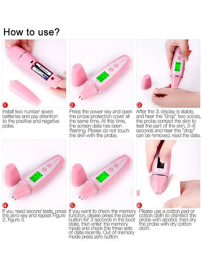 LCD Digital Skin Analyzer with Bio-Technology Sensor - Precise Oil & Moisture Tester for Skin Care Spa Monitoring