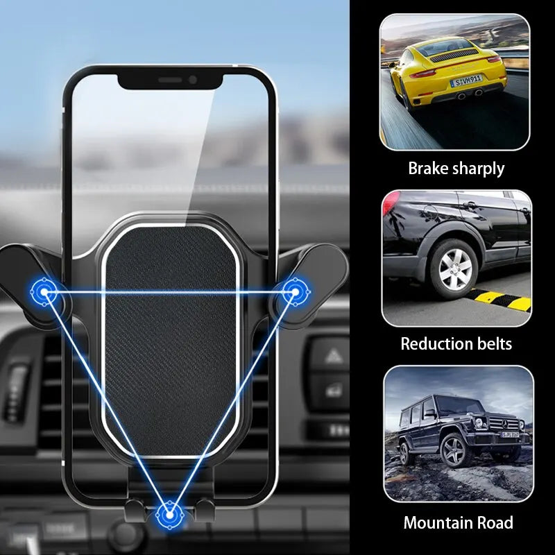 Air Vent Car Phone Holder | Gravity Lock Phone Mount | 360-Degree Flexible Adjustment | Universal Auto Stand for 4-7 Inches