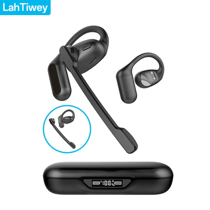 Open-Ear Bluetooth 5.4 Headphones with Boom Mic – Wireless ENC Noise-Cancelling Headset with Detachable Microphone & Mute Button