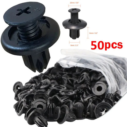 5/100pcs 8mm Plastic Rivets – Black Car Bumper & Fender Fastener Clips for Toyota, Kia, Nissan, Yamaha