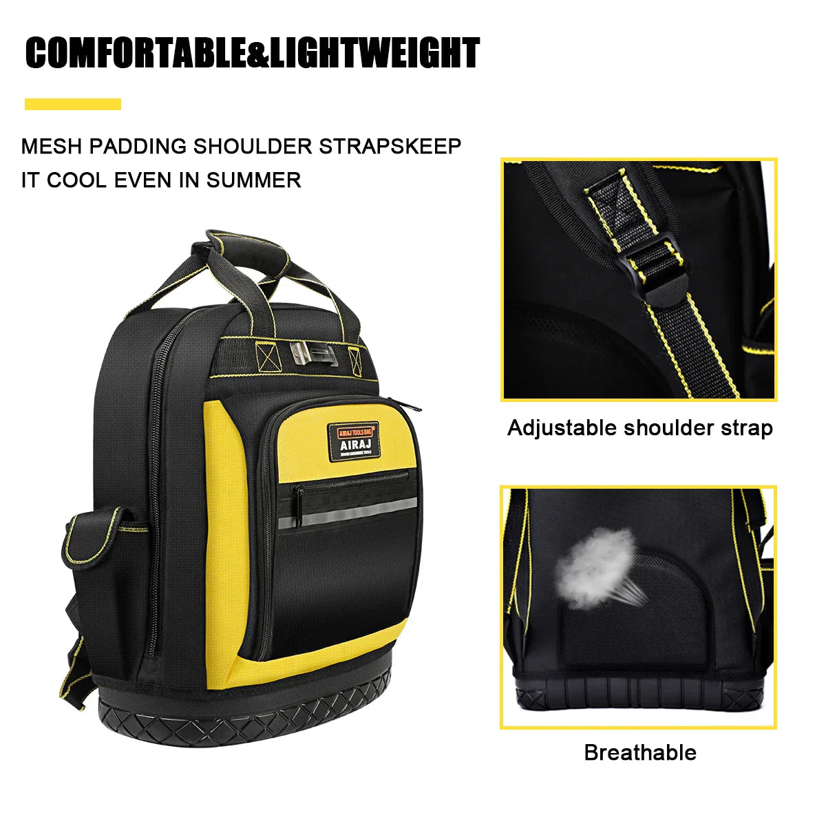 AIRAJ Waterproof Tool Backpack – Heavy Duty Organizer Bag for Electricians & Plumbers