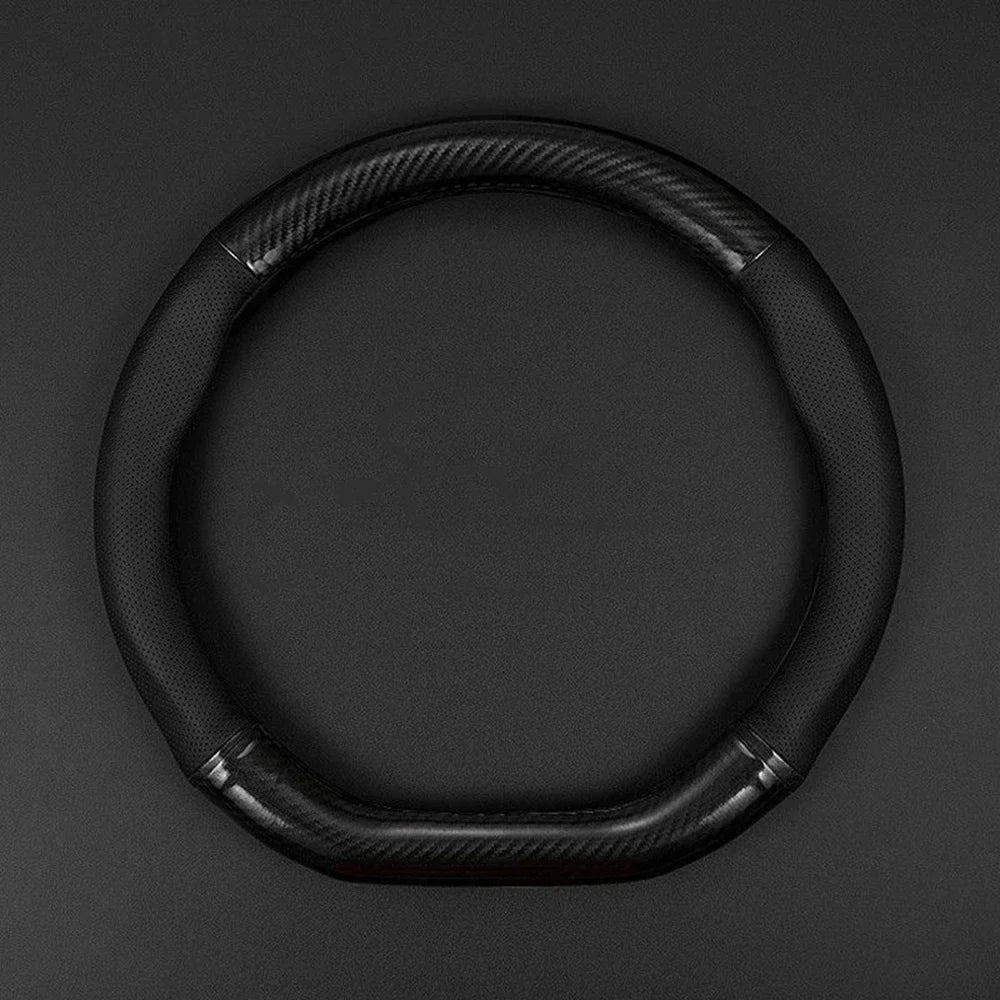 Universal Car Steering Wheel Cover — Carbon Fiber Leather, 3D Anti-Slip, Simple & Stylish Car Accessory