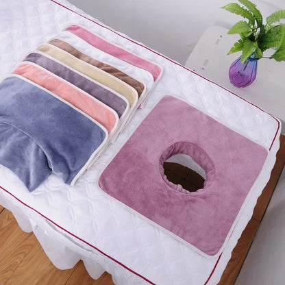 35×35cm Velvet SPA Massage Face Towel – Thickened Table Cover with Face Breath Hole