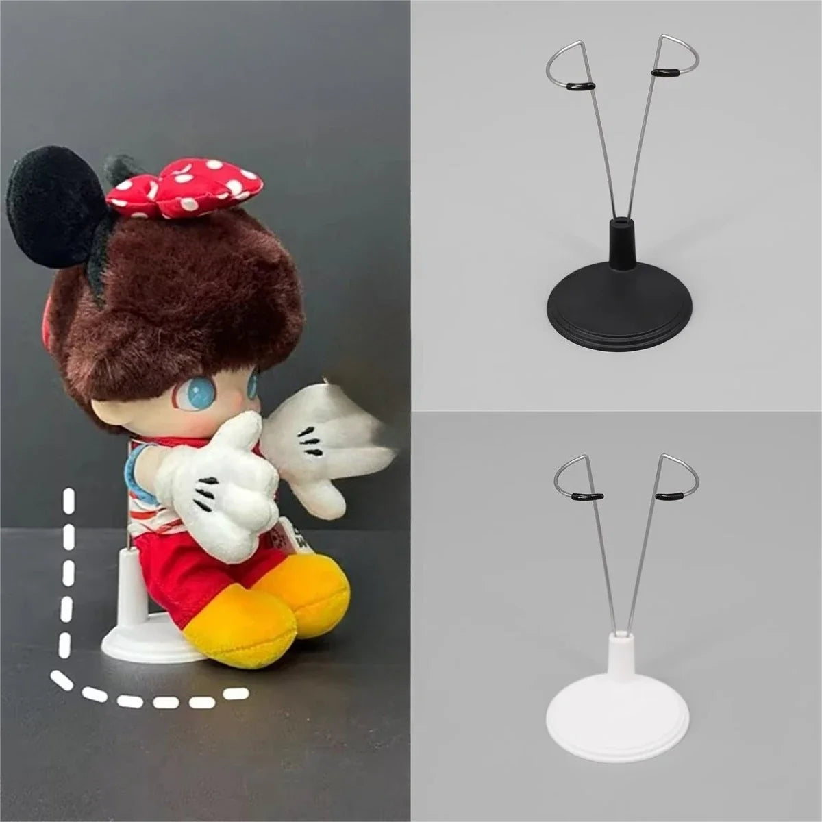 Adjustable Doll Display Stand - Plastic Action Figure Holder Bracket for Labubu, Skull Panda & Collectible Dolls