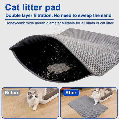 Double Layer Cat Litter Mat - Waterproof Pet Litter Trapping Pad for Clean Floors and Cat Box Accessories