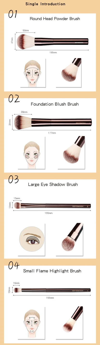 Hourglass Makeup Brushes Set – Powder, Foundation, Concealer, Blusher, Bronzer, Eyeshadow & Eyebrow Sculpting Brushes