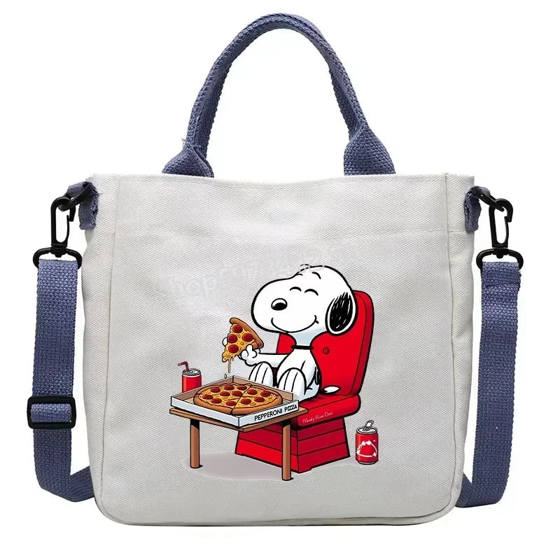 Snoopy Cartoon Canvas Tote Bag – Large Capacity Shoulder Crossbody Bag for Girls, Students & Gift