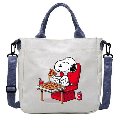 Snoopy Cartoon Canvas Tote Bag – Large Capacity Shoulder Crossbody Bag for Girls, Students & Gift