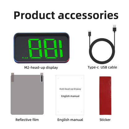 M2 Head-Up Display Digital Speedometer GPS HUD – Plug & Play Windshield Projector with Large KMH Font for All Cars