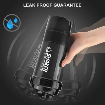 Shaker Bottle with Power Container - 2 Tier Protein Shake & Powder Sports Water Bottle for Gym & Fitness