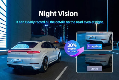 Imagebon 11.4″ H70 Pro 4K QLED Dash Cam - Wireless CarPlay & Android Auto, Dual Recording, Night Vision Car DVR