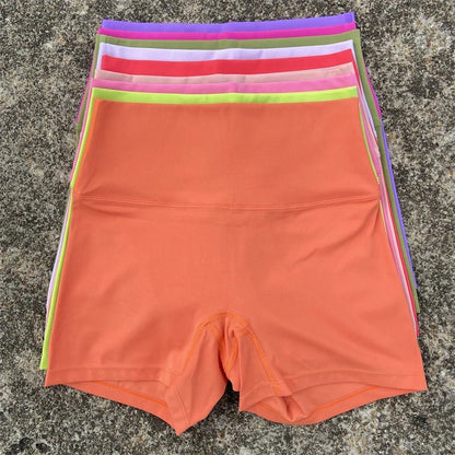 Women's High Waist Athletic Yoga Shorts – Solid Color Squat Proof Fitness Shorts for Running, Cycling & Training