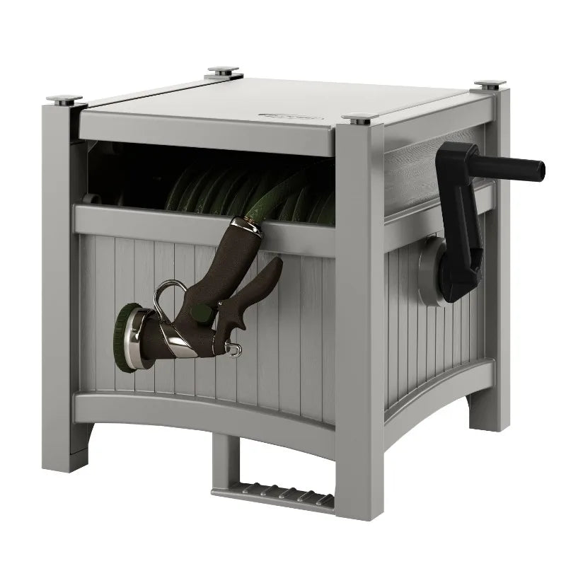 Suncast 100ft Hose Hideaway Reel – Gray Garden Hose Storage Solution
