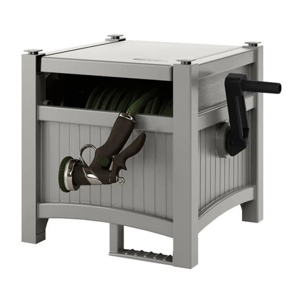 Suncast 100ft Hose Hideaway Reel – Gray Garden Hose Storage Solution