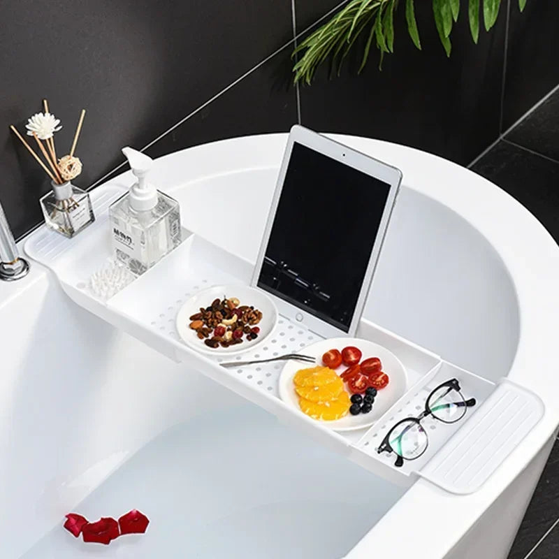 Multi-Function Retractable Bathtub Storage Rack – Bath Tray Shelf for Towels, Kitchen Sink & Drain Holder