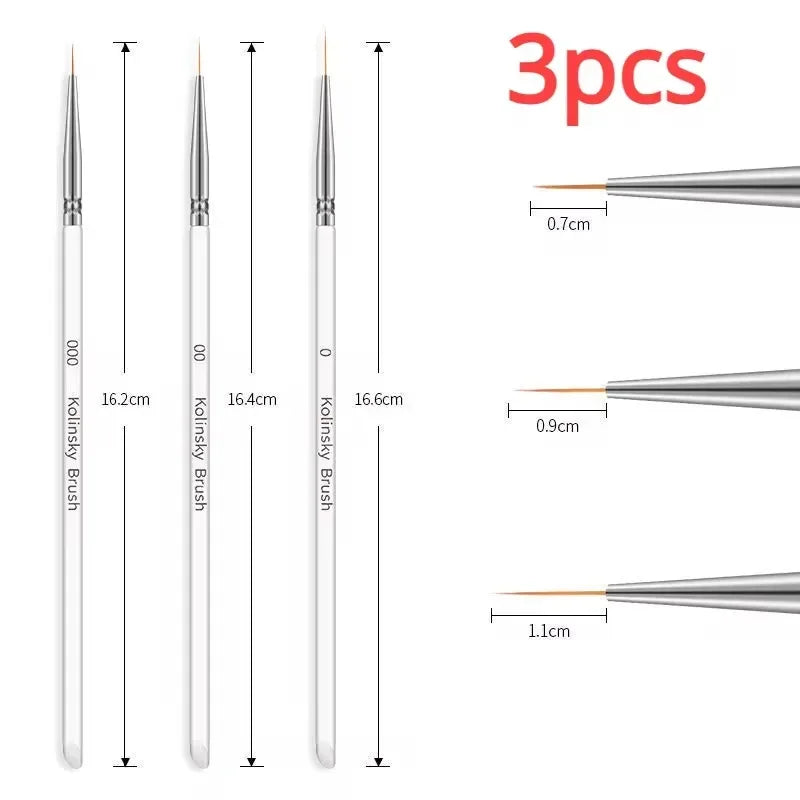 Nail Art Liner Brushes for Striping & Drawing – 6 to 25mm Design Pens, Professional Manicure Tools