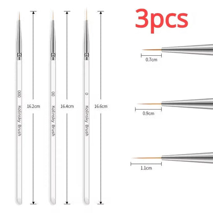 Nail Art Liner Brushes for Striping & Drawing – 6 to 25mm Design Pens, Professional Manicure Tools