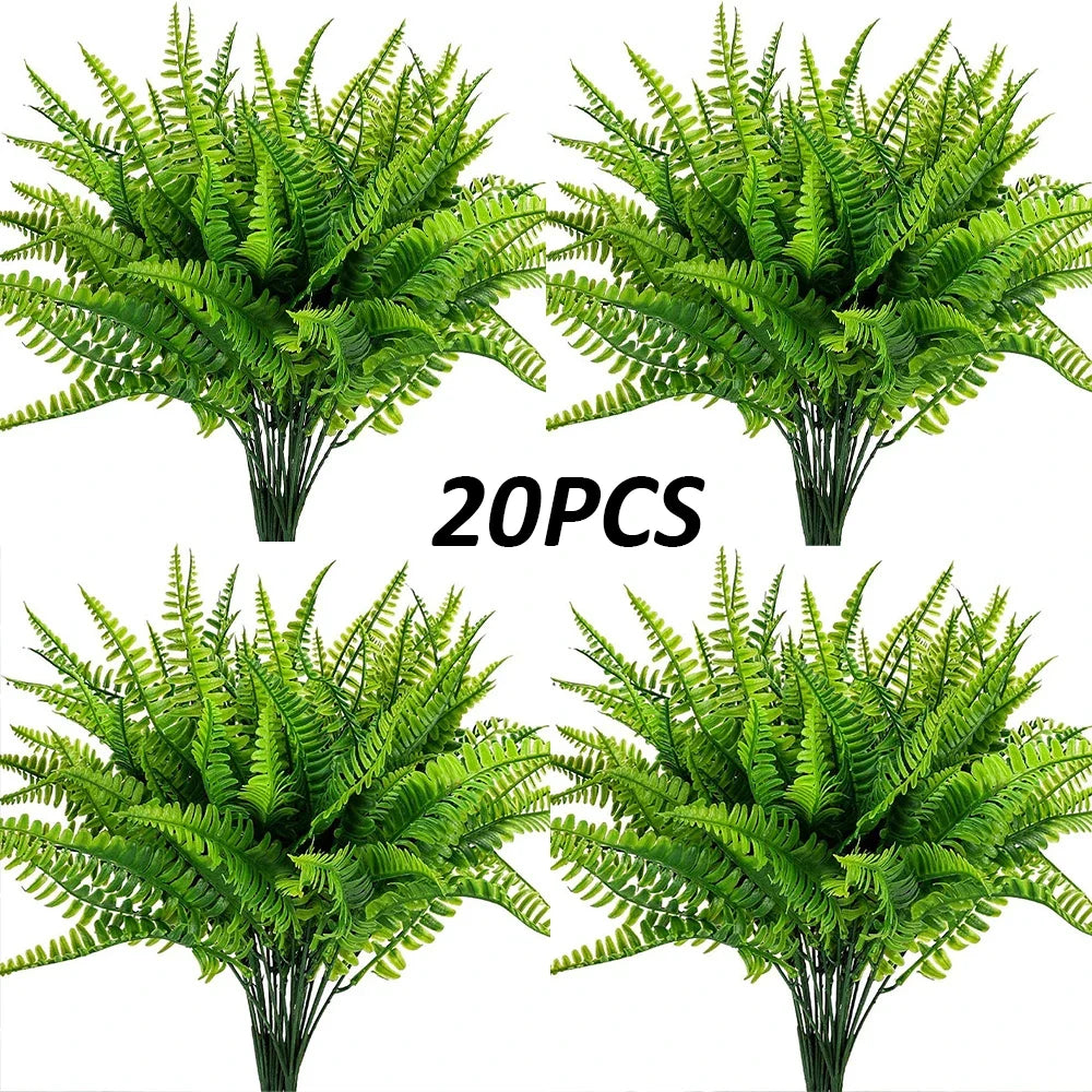 4–20 Pack Artificial Boston Fern Plants - UV-Resistant Faux Greenery for Home, Garden & Outdoor Decor