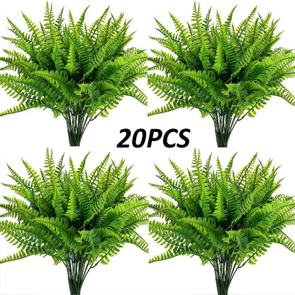 4–20 Pack Artificial Boston Fern Plants - UV-Resistant Faux Greenery for Home, Garden & Outdoor Decor