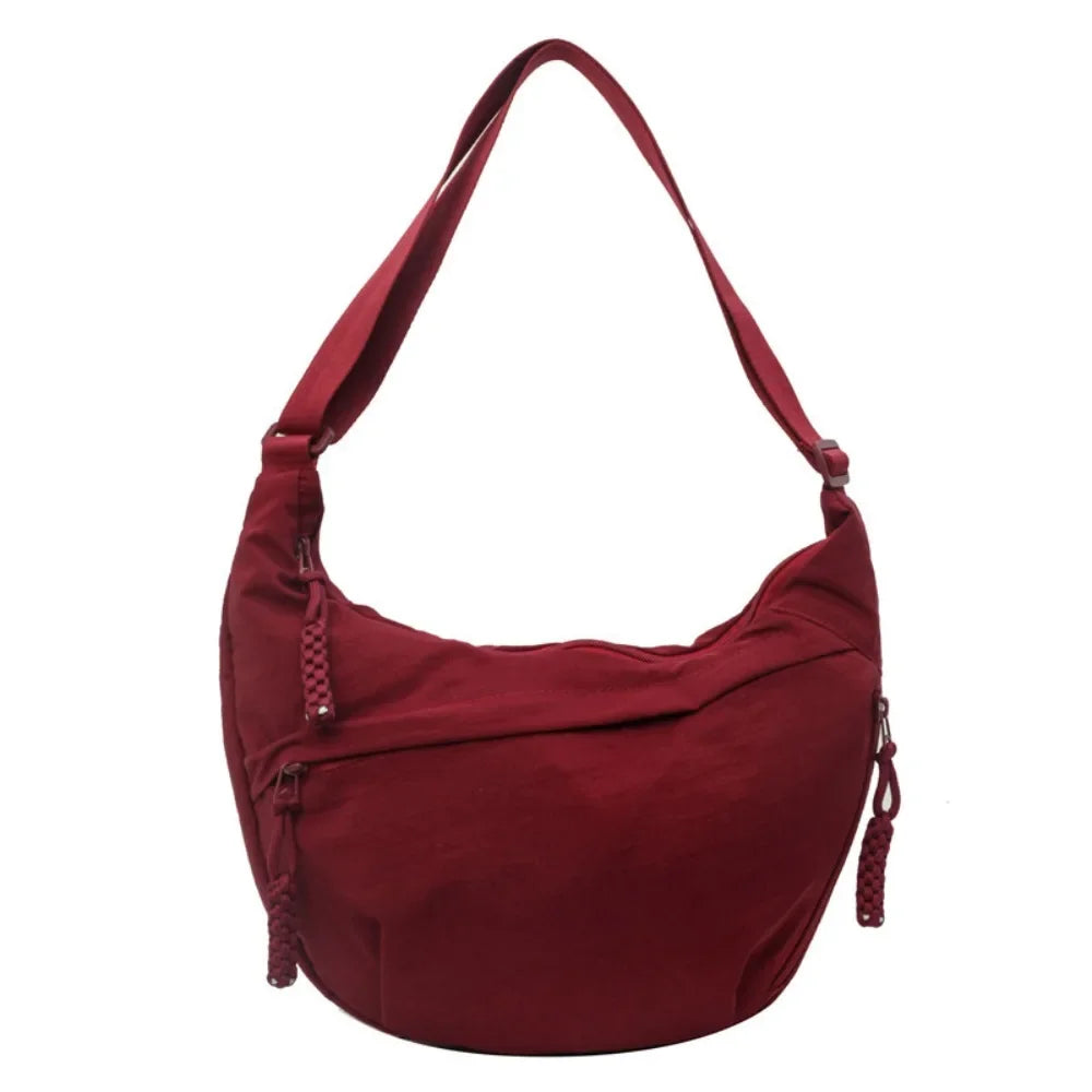 Women’s Casual Canvas Crossbody Bag – Large Capacity Lightweight  Hobo Shoulder Bag Solid Color Dumpling Bag