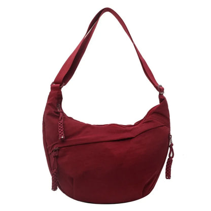 Women’s Casual Canvas Crossbody Bag – Large Capacity Lightweight  Hobo Shoulder Bag Solid Color Dumpling Bag