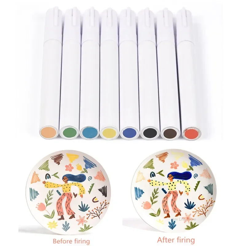 Pottery Underglaze Marker Pen for Ceramic DIY Painting – Pigment Art Dotting Craft Tool for Pottery and Glazing Design Kit