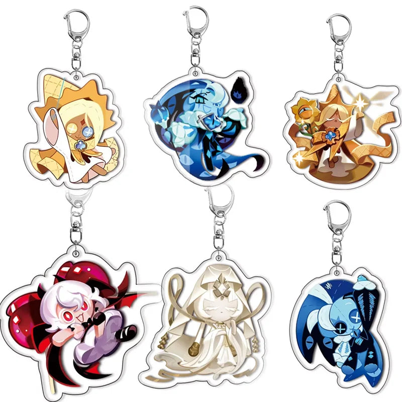 Cookie Run Kingdom Acrylic Keychain – Candy Apple, Milk Shadow & Mystic Flour Bag Accessories Gift