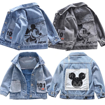 Mickey Denim Jacket for Kids – Cartoon Jean Coat for Boys & Girls, Stylish Autumn Outerwear
