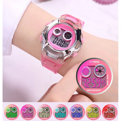 SYNOKE Student Electronic Watch - Waterproof Sports Watch for Children, Glow Multi-Function Digital Watch with 7 Colors Light, Perfect Gift