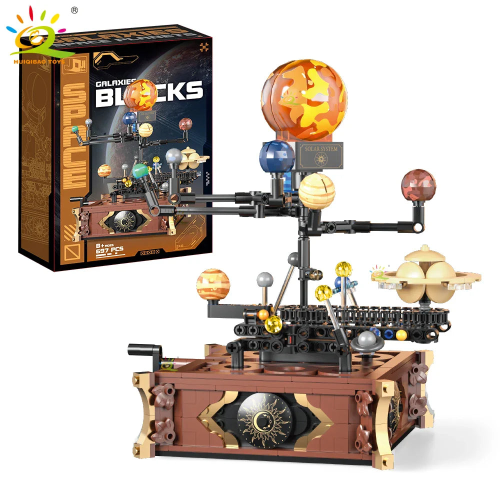 HUIQIBAO MOC Space Solar System Model – Mini Planet Building Blocks Toy for Kids, Desk & Aerospace Decor
